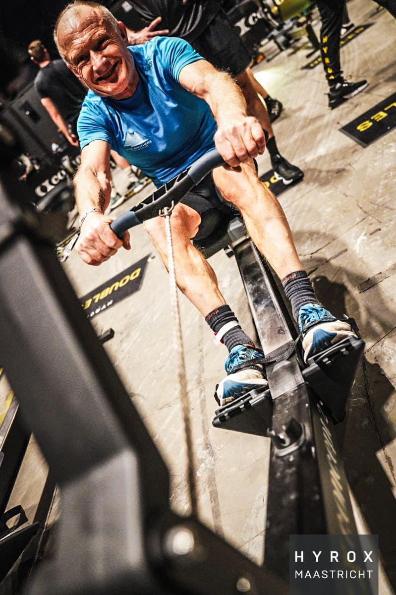 Frank on a rowing machine
